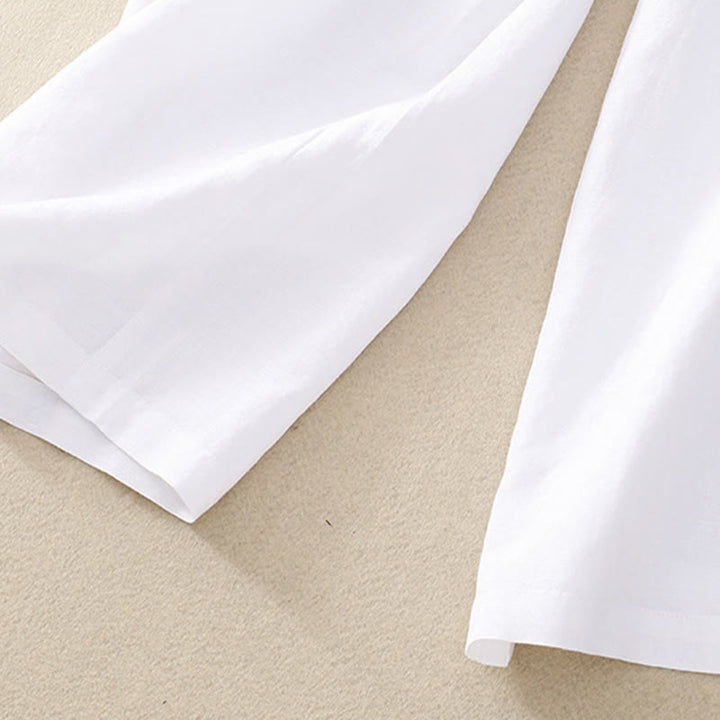 Buddha Stones Summer Plain Color 7-8 Length Women's Wide Leg Cropped Pants With Pockets Zipper - image 17