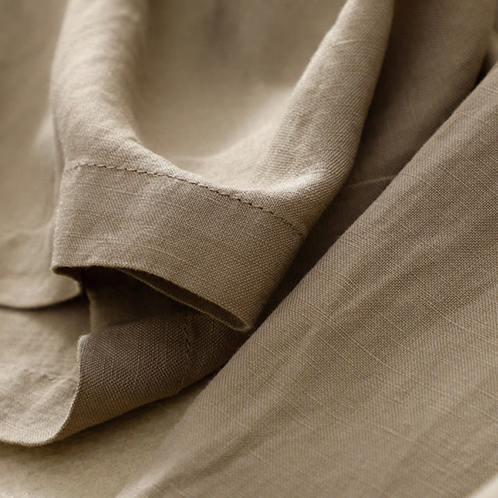 Buddha Stones Summer Plain Color 7-8 Length Cotton Linen Women's Wide Leg Pants With Pockets Zipper - image 12