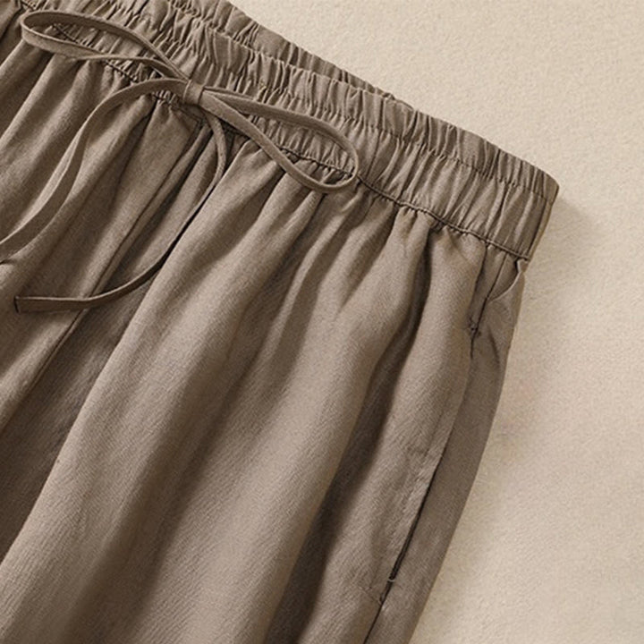 Buddha Stones Pure Color Drawstring Frog-Button Cotton Linen Women's Harem Pants With Pockets