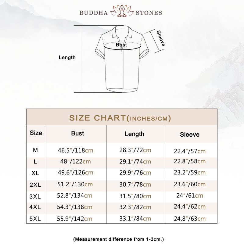 Buddha Stones Men's Shirt Solid Color Lapel Top Short Sleeve Comfy Button Crease Cotton Linen Shirt