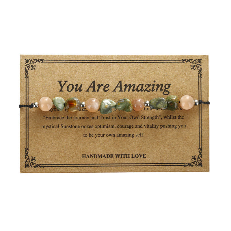 Buddha Stones You Are Amazing Rhyolite Sun Stone Positive Bracelet