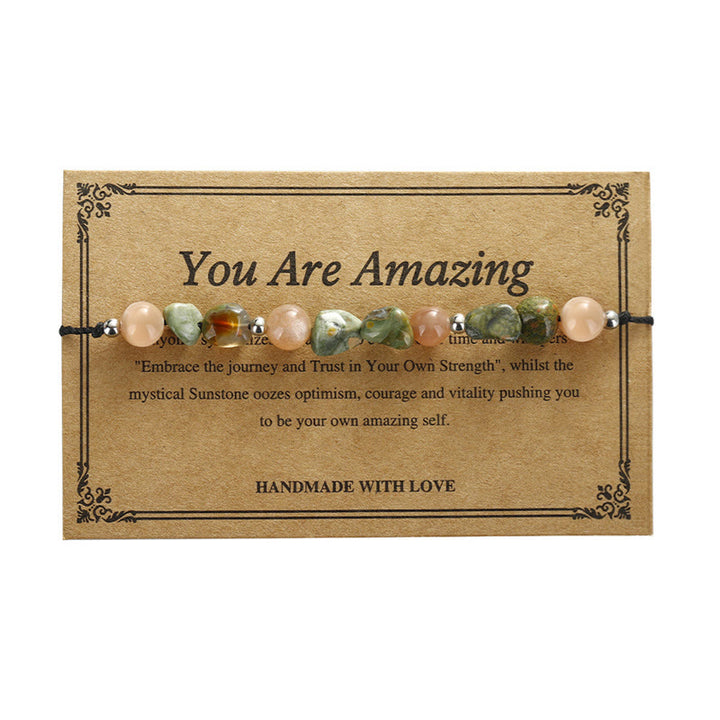 Buddha Stones You Are Amazing Rhyolite Sun Stone Positive Bracelet