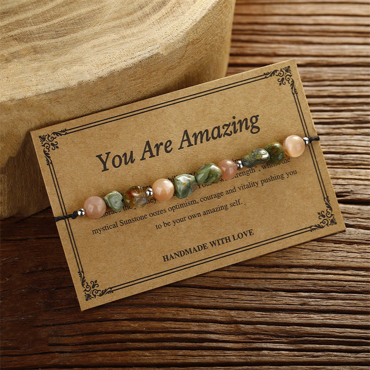 Buddha Stones You Are Amazing Rhyolite Sun Stone Positive Bracelet