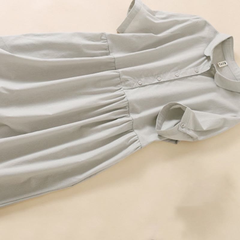 Buddha Stones Summer Buttons Design Short Sleeve Midi Dress With Pockets - image 7
