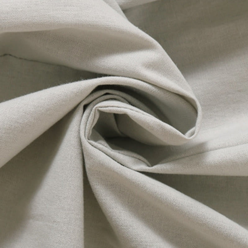 Buddha Stones Summer Buttons Design Short Sleeve Cotton Linen Midi Dress With Pockets - image 16