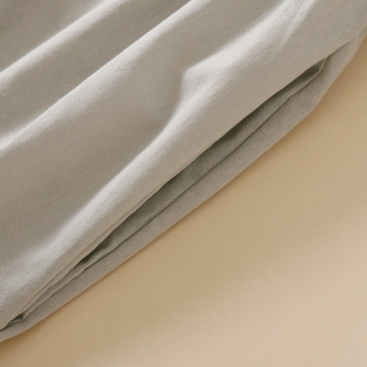 Buddha Stones Summer Buttons Design Short Sleeve Cotton Linen Midi Dress With Pockets - image 12