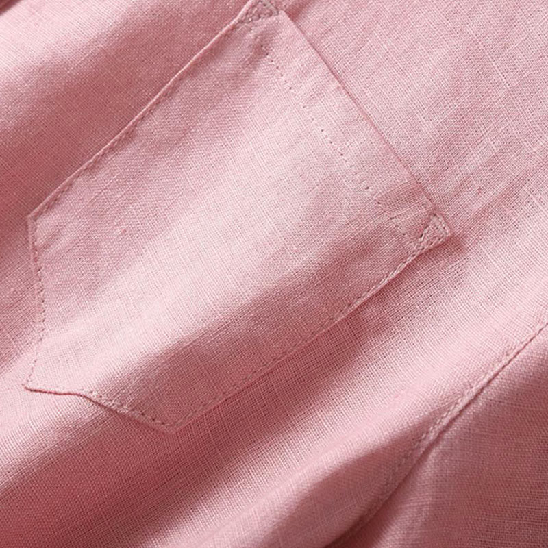 Buddha Stones Summer Lace-up Plain Short Sleeve Cotton Midi Dress With Pockets - image 4