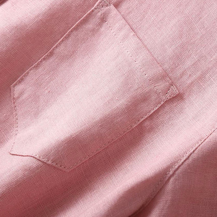 Buddha Stones Summer Lace-up Plain Short Sleeve Cotton Midi Dress With Pockets - image 4