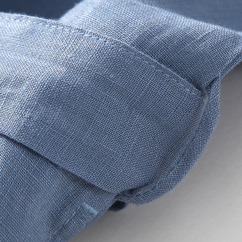 Buddha Stones Summer Lace-up Plain Short Sleeve Cotton Midi Dress With Pockets - image 14