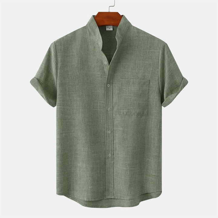 Buddha Stones Summer Men's Button Plain Short Sleeve Cotton Shirt With Pocket - DarkSeaGreen - US/UK/AU42，EU52 (3XL) - image 0