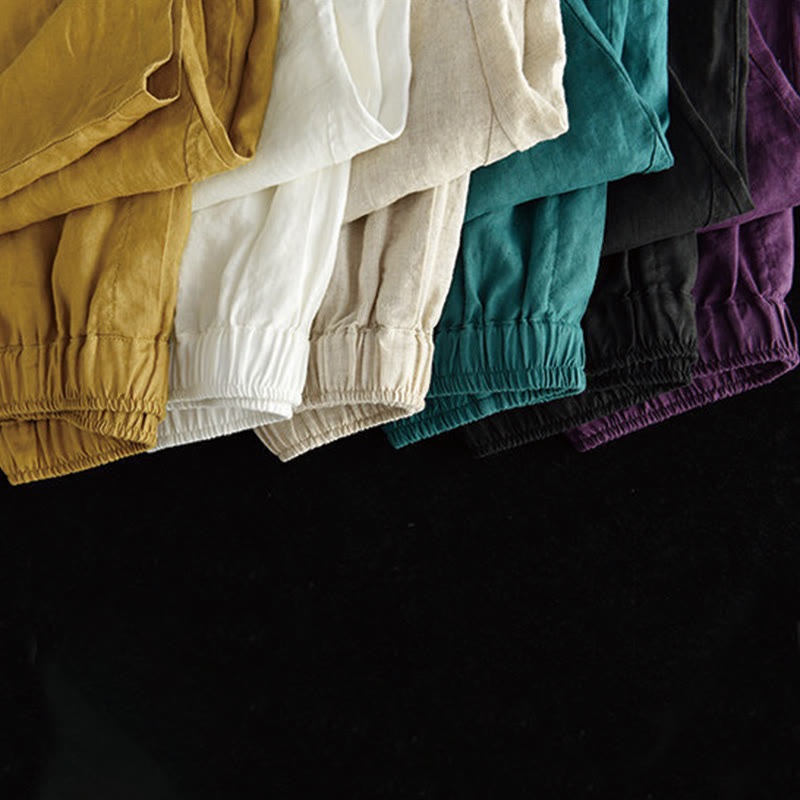 Buddha Stones Summer Casual Splicing Plain Design Women's Harem Pants With Pockets - image 26