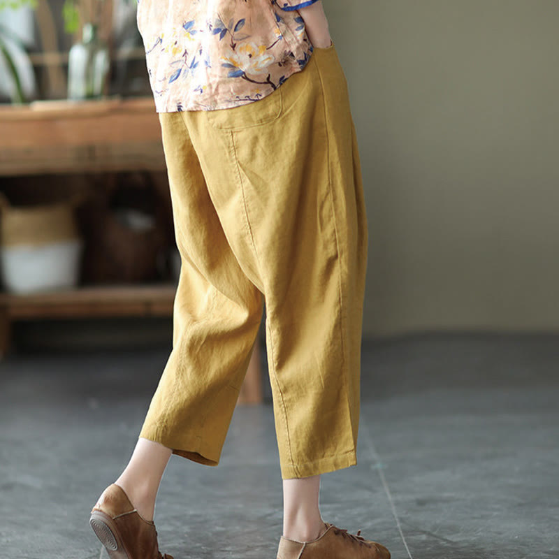 Buddha Stones Summer Casual Splicing Plain Design Women's Harem Pants With Pockets - image 2
