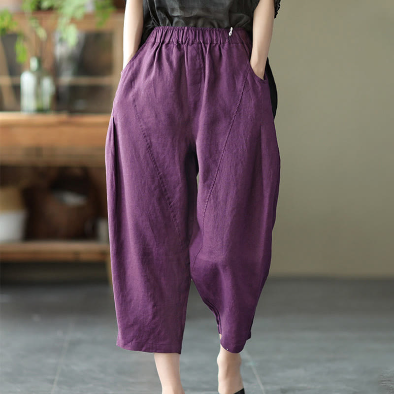 Buddha Stones Summer Casual Splicing Plain Design Women's Harem Pants With Pockets - image 21
