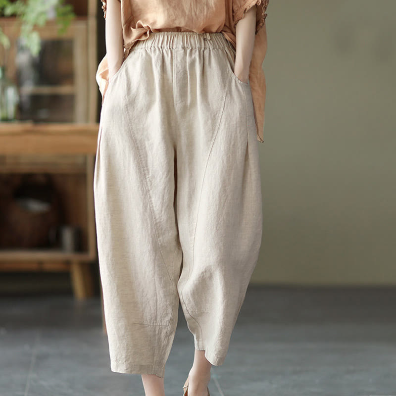 Buddha Stones Summer Casual Splicing Plain Design Women's Harem Pants With Pockets - image 23