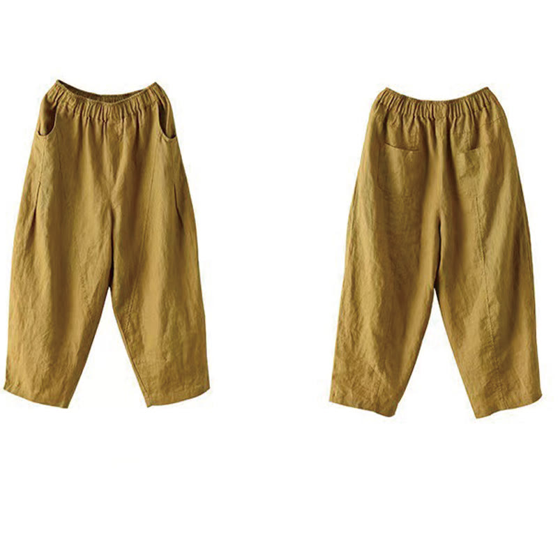 Buddha Stones Summer Casual Splicing Plain Design Women's Harem Pants With Pockets - image 11