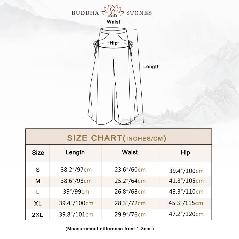 Buddha Stones Solid Color Loose Cotton Linen Wide Leg Pants For Yoga Classical Dance