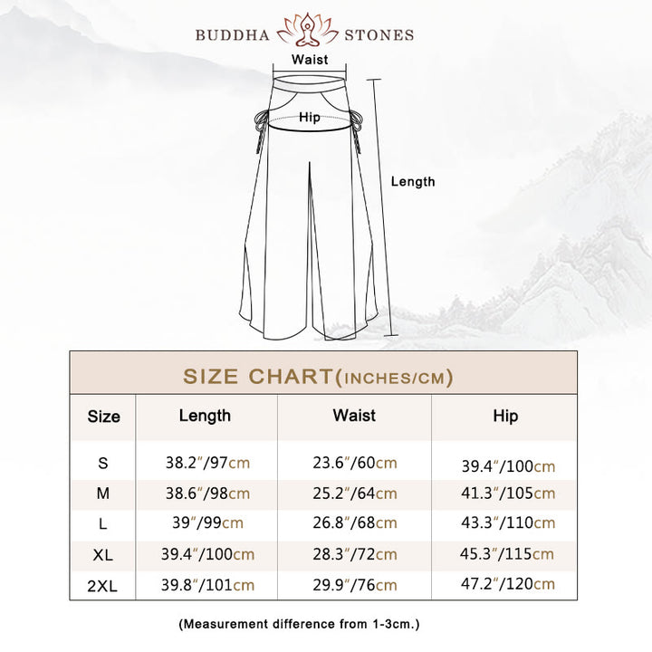 Buddha Stones Solid Color Loose Cotton Linen Wide Leg Pants For Yoga Classical Dance