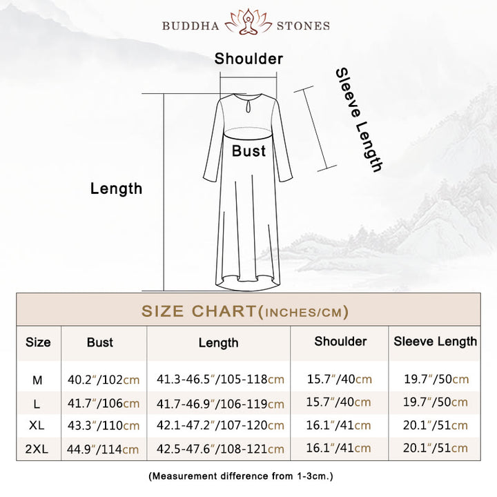 Buddha Stones 2Pcs Solid Color Midi Dress Wide Leg Pants Meditation Spiritual Zen Practice Yoga Dance Clothing - image 5