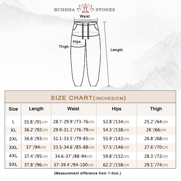 Buddha Stones Plain Color Red Drawstring Linen Men's  Pants With Pockets - image 3