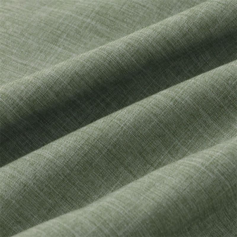 Buddha Stones Summer Men's Button Plain Short Sleeve Cotton Shirt With Pocket - image 6