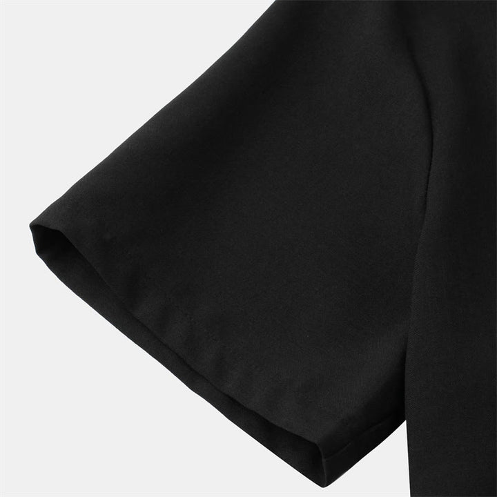Buddha Stones Summer Men's Button Plain Short Sleeve Cotton Linen Shirt With Pocket