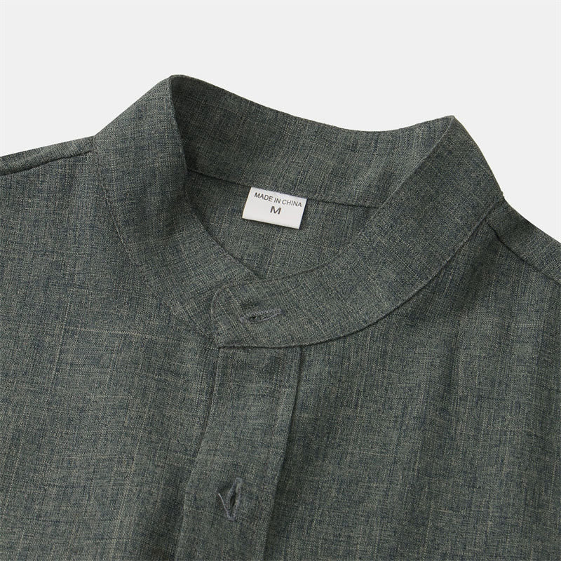 Buddha Stones Summer Men's Button Plain Short Sleeve Shirt With Pocket - image 30