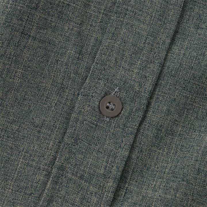 Buddha Stones Summer Men's Button Plain Short Sleeve Cotton Shirt With Pocket - image 32