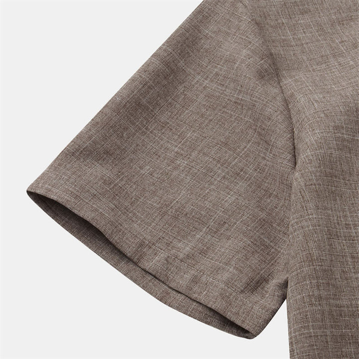 Buddha Stones Summer Men's Button Plain Short Sleeve Cotton Shirt With Pocket - image 38