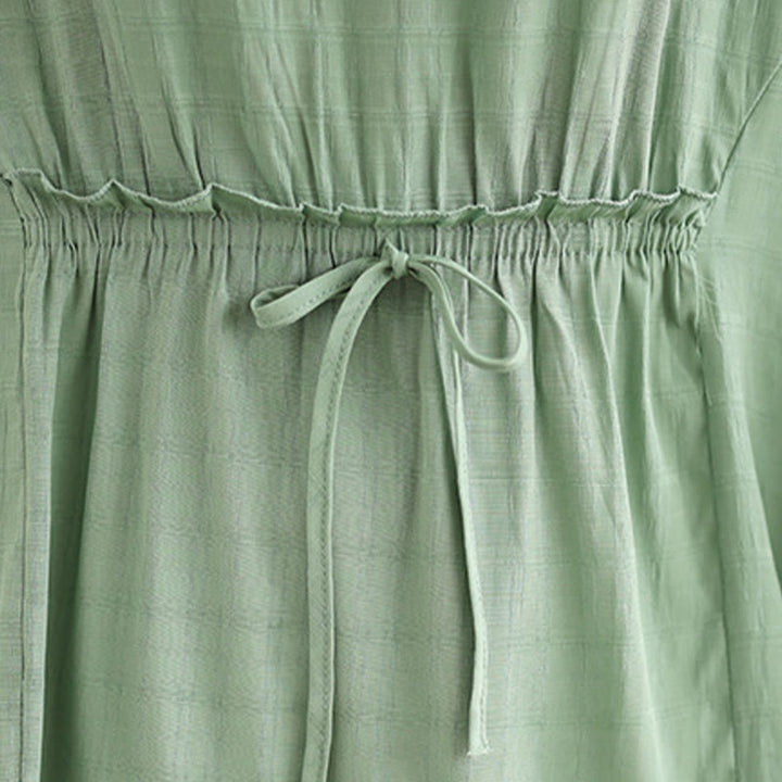 Buddha Stones Casual Solid Color Half Sleeve Half Button Women's T-Shirt - image 21