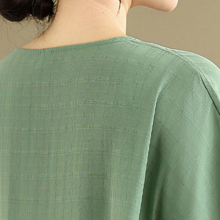 Buddha Stones Casual Solid Color Half Sleeve Half Button Women's T-Shirt - image 20