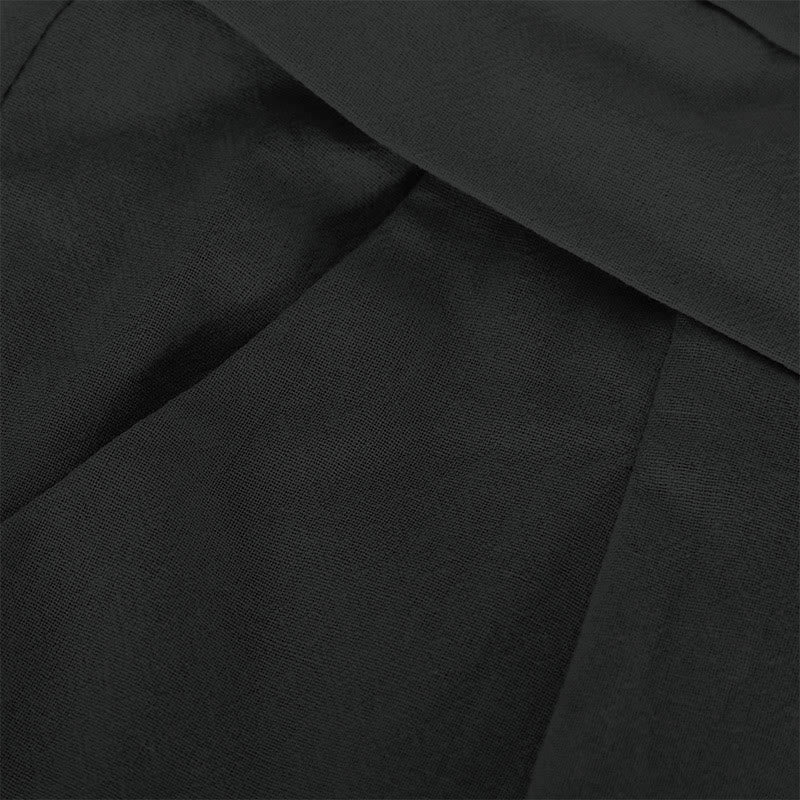 Buddha Stones Retro Casual High Waist Cotton Women's Wide Leg Pants With Pockets - image 6