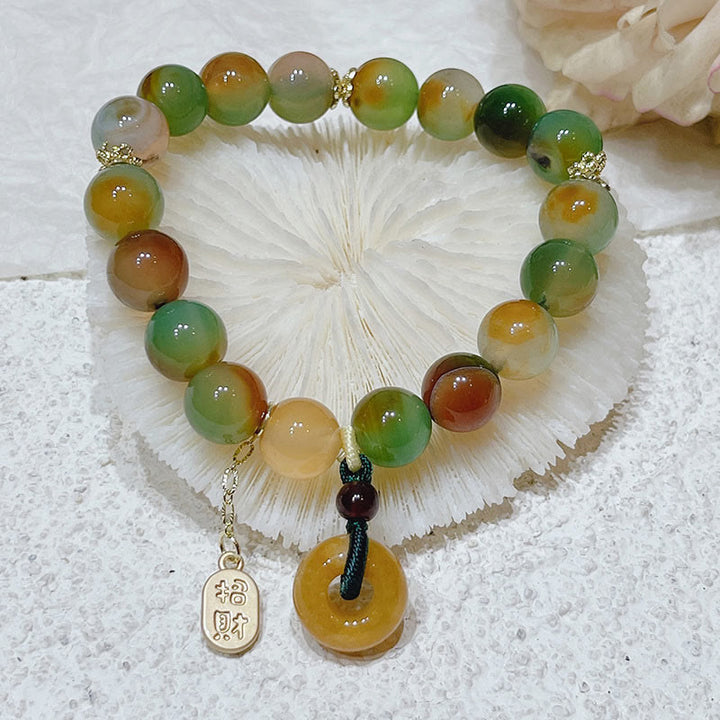 Buddha Stones "May Balance and Safety Be With You"Peacock Agate Bracelet Includes Gift Message Card - image 14