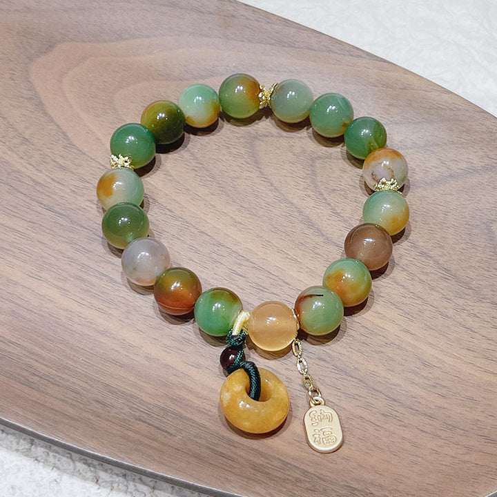 Buddha Stones "May Balance and Safety Be With You"Peacock Agate Bracelet Includes Gift Message Card - image 4