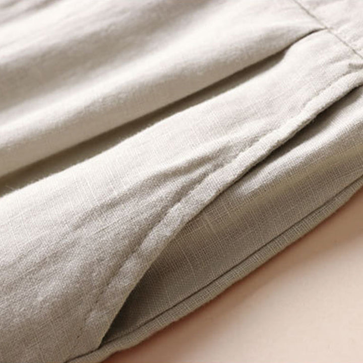 Buddha Stones Commute Solid Color 7-8 Length Cotton Linen Women's Wide Leg Pants With Pockets - image 4