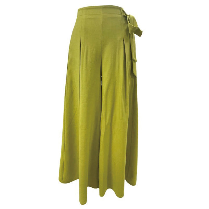 Buddha Stones Spring Casual Retro Plain Drawstring Women's Wide Leg Pants With Pockets