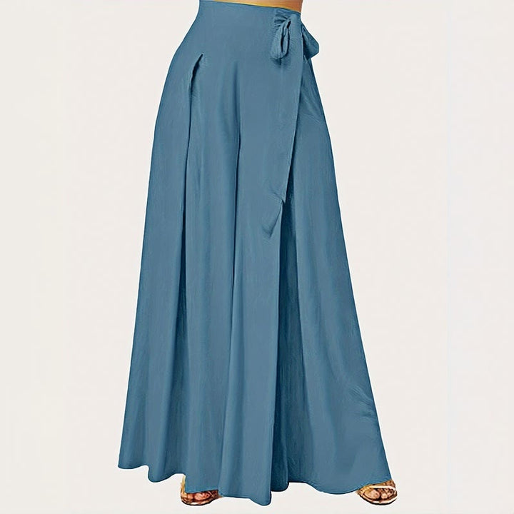 Buddha Stones Spring Casual Retro Plain Drawstring Women's Wide Leg Pants With Pockets