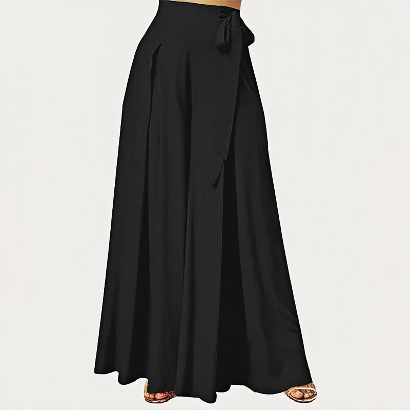 Buddha Stones Spring Casual Retro Plain Drawstring Women's Wide Leg Pants With Pockets - Black - US14，UK/AU18，EU46 (2XL) - image 7
