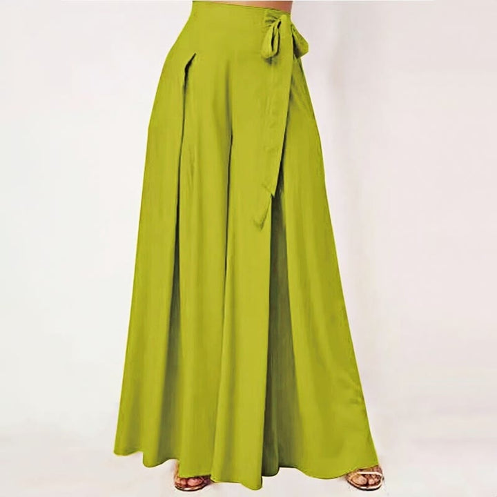 Buddha Stones Spring Casual Retro Plain Drawstring Women's Wide Leg Pants With Pockets