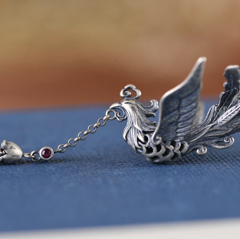 Buddha Stones 925 Sterling Silver Phoenix Tassels Protection Hairpin - image 11