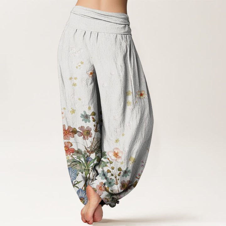 Buddha Stones Various Flowers Pattern Women's Elastic Waist Harem Pants - image 8