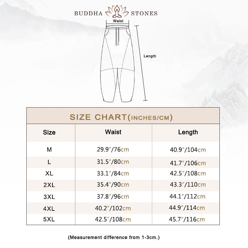 Buddha Stones Casual Men's Solid Color Cotton Drawstring Pants With Pockets - image 3