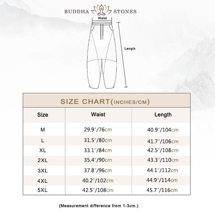 Buddha Stones Casual Men's Solid Color Cotton Drawstring Pants With Pockets
