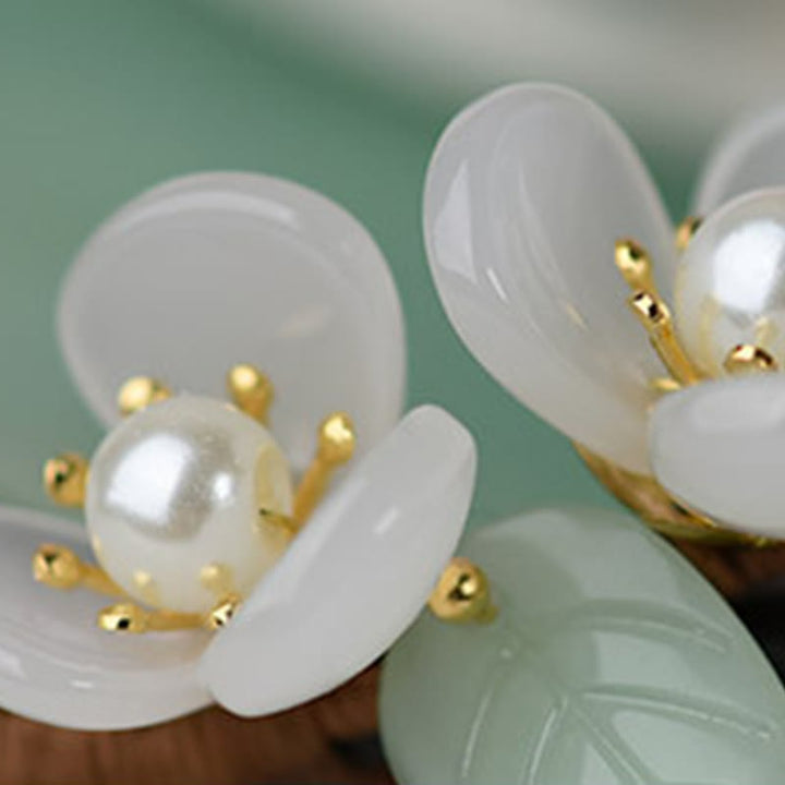 Buddha Stones Grain Wood Liuli Magnolia Flowers Pearl Protection Hairpin