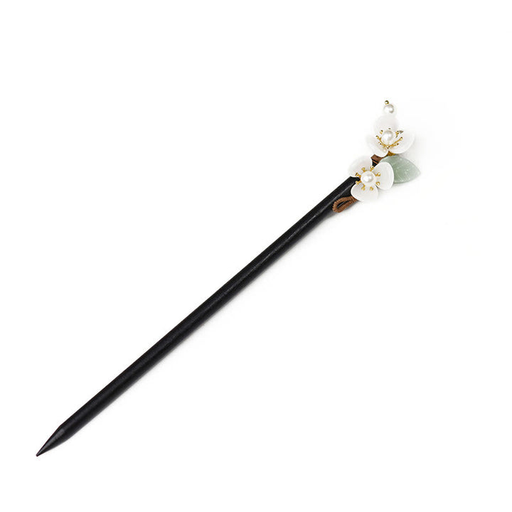 Buddha Stones Grain Wood Liuli Magnolia Flowers Pearl Protection Hairpin