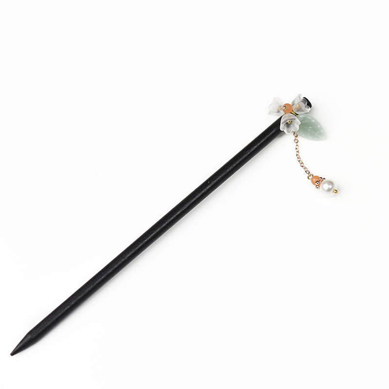 Buddha Stones Ebony Liuli Lily of the Valley Courage Hairpin