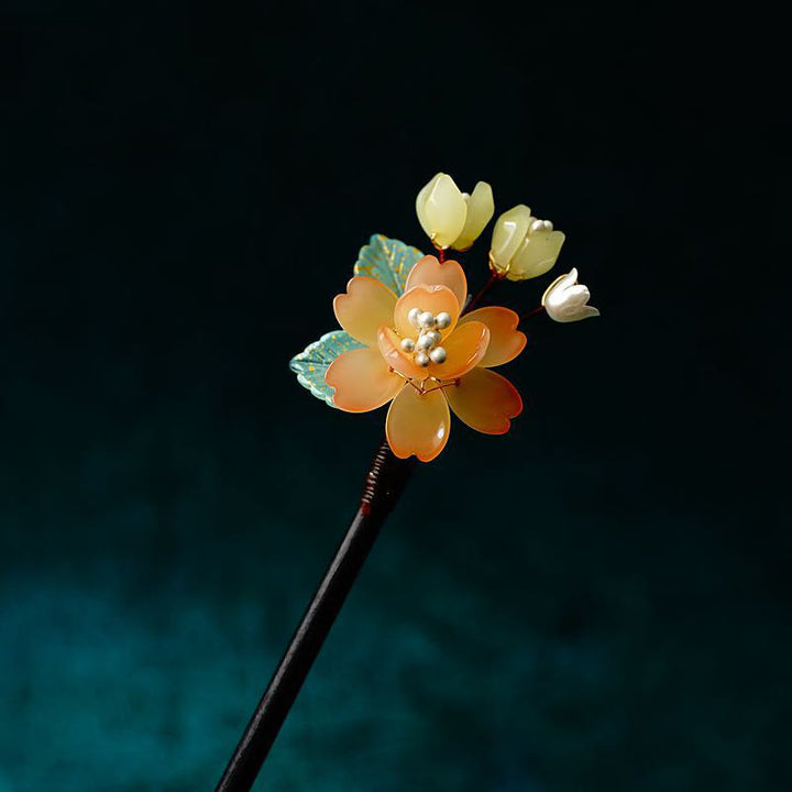 Buddha Stones Grain Wood Liuli Lily Of The Valley Flowers Pearl Tassels Purity Hairpin
