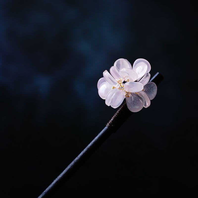Buddha Stones Grain Wood Liuli Hydrangea Flowers Purity Hairpin