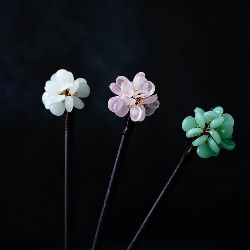 Buddha Stones Grain Wood Liuli Hydrangea Flowers Purity Hairpin