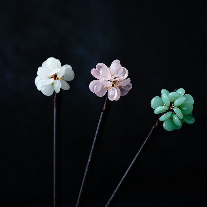 Buddha Stones Grain Wood Liuli Hydrangea Flowers Purity Hairpin
