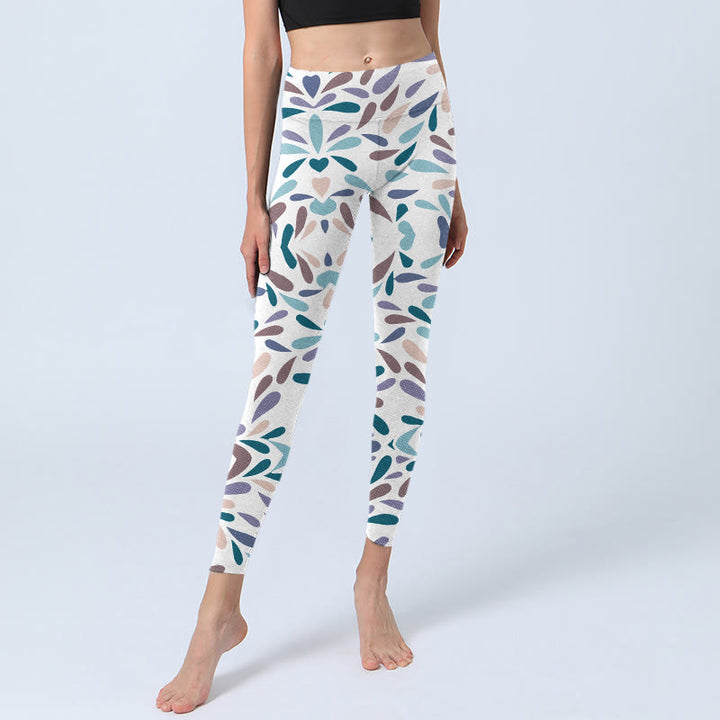 Buddha Stones White Multi Color Block Print Gym Leggings Women's Yoga Pants - image 5